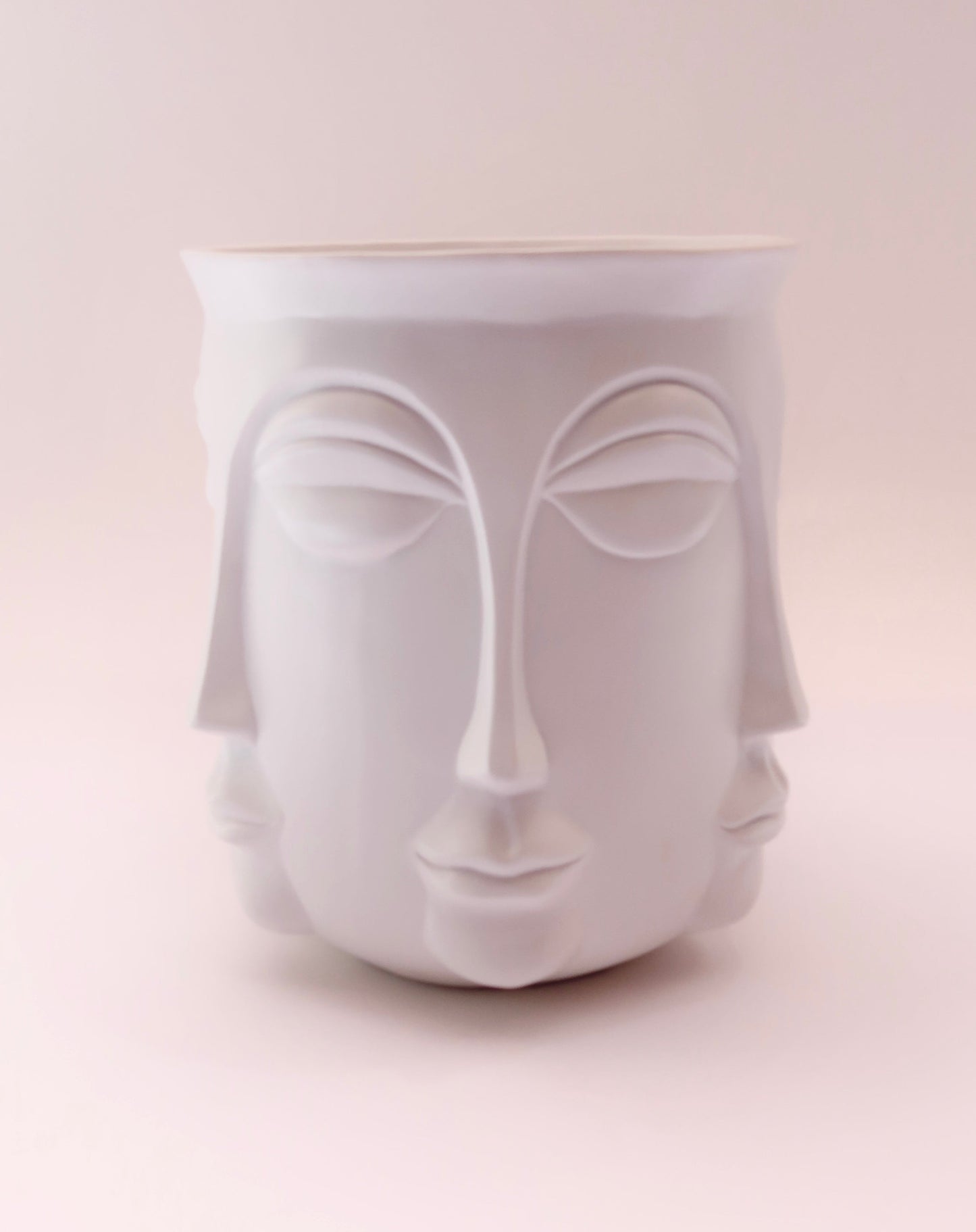 Champanheira em Resina Branca Design Faces