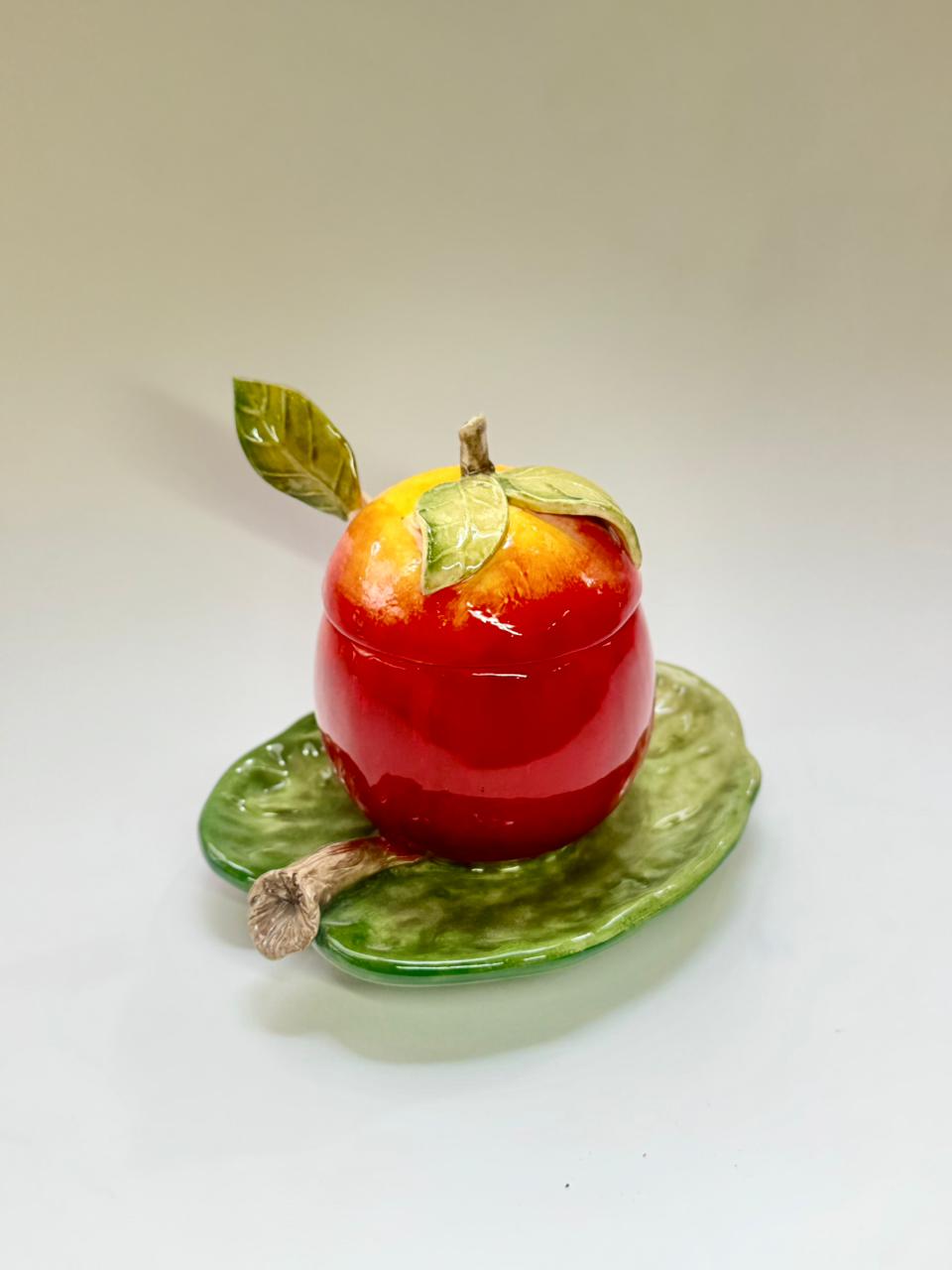 Açucareiro ou Porta-Geleia em Cerâmica Artesanal Maçã