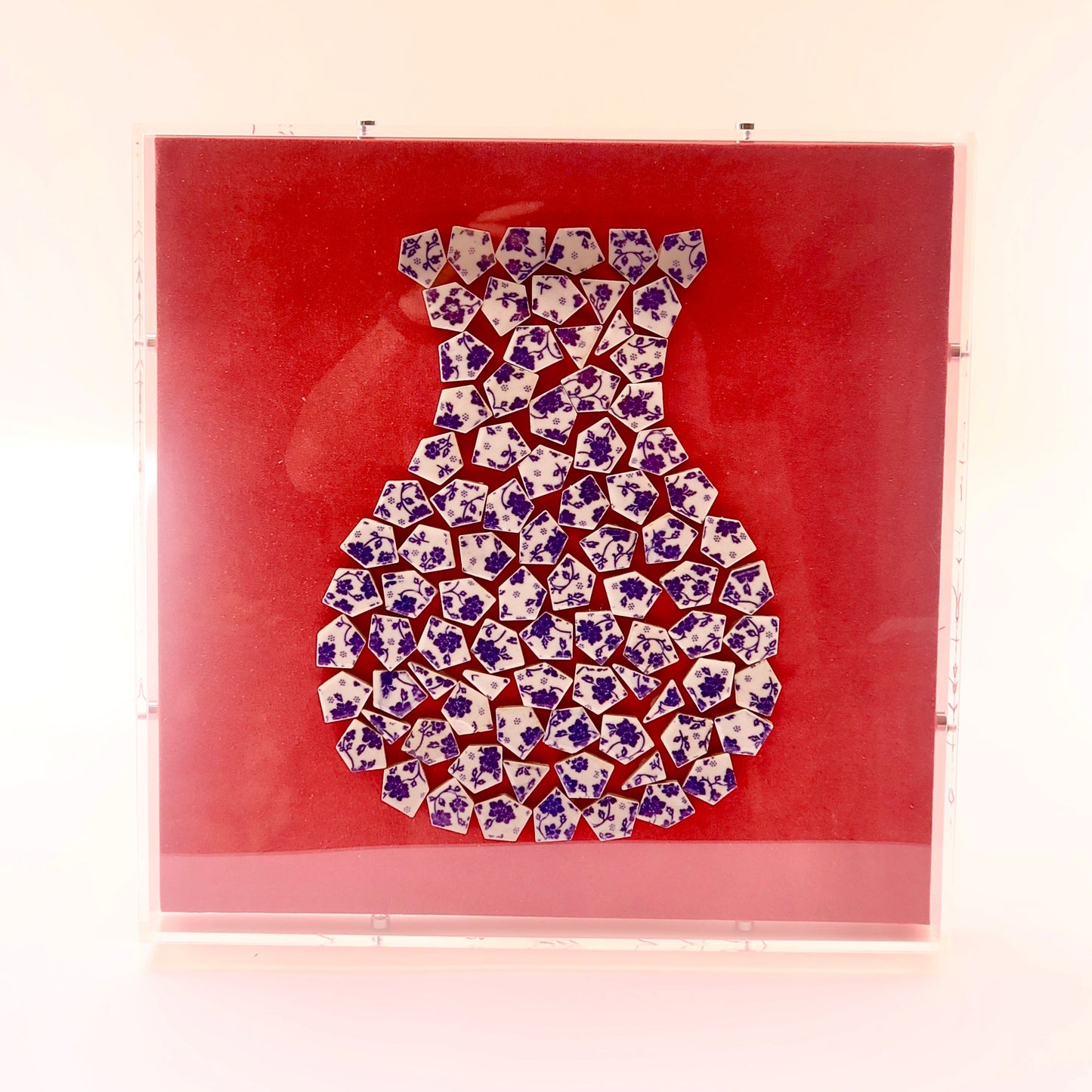 Quadro Decorativo Mosaico Vaso de Porcelana em Acrílico