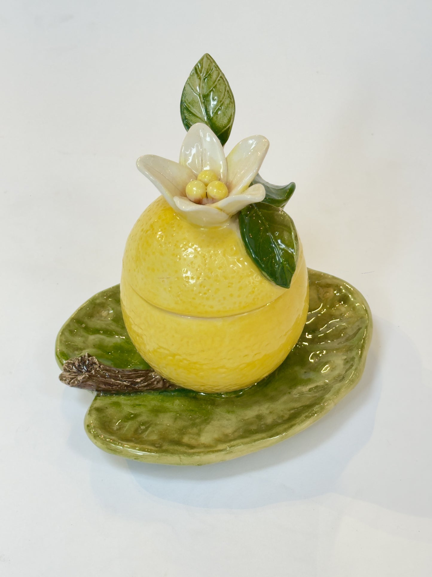 Açucareiro ou Porta Geleia em Cerâmica Limão Siciliano