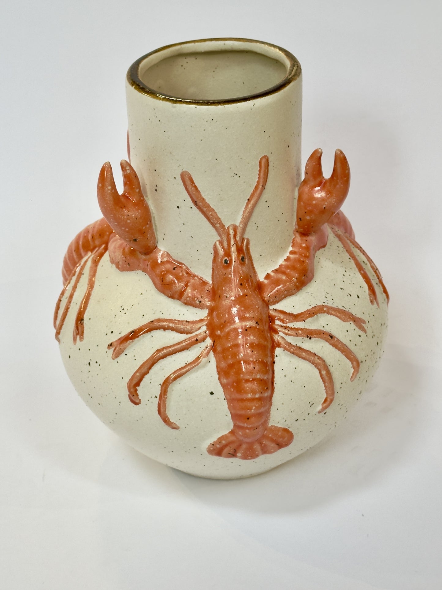Vaso cerâmica lagosta artístico