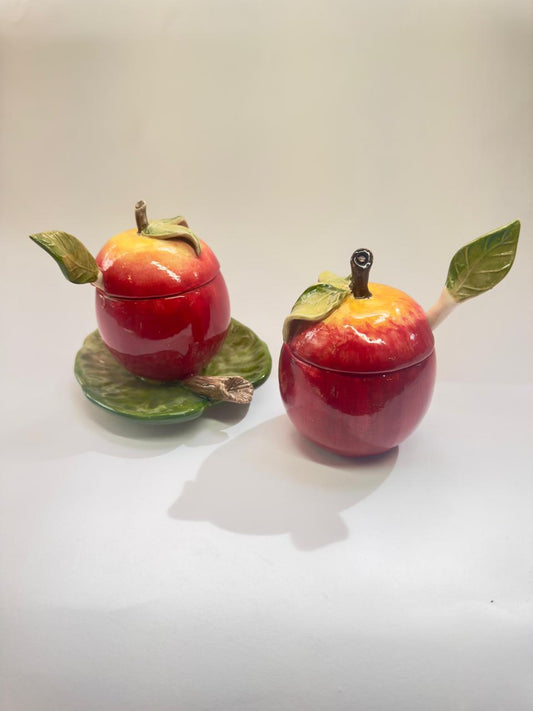 Açucareiro ou Porta-Geleia em Cerâmica Artesanal Maçã