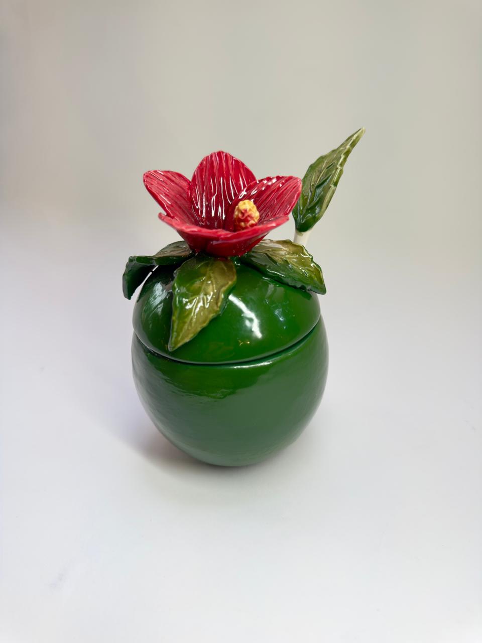 Açucareiro ou Porta Geleia em Cerâmica Hibisco
