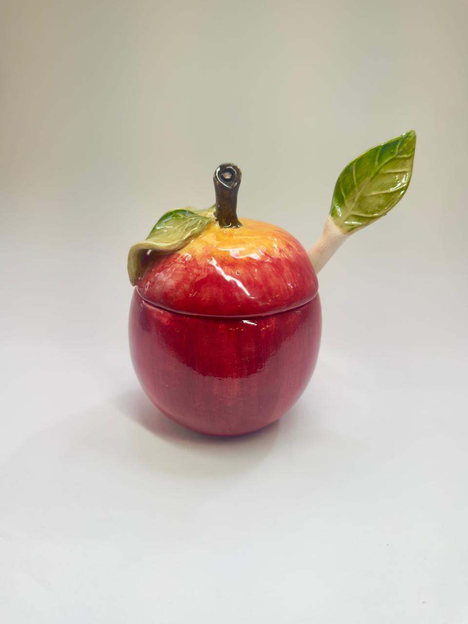 Açucareiro ou Porta-Geleia em Cerâmica Artesanal Maçã