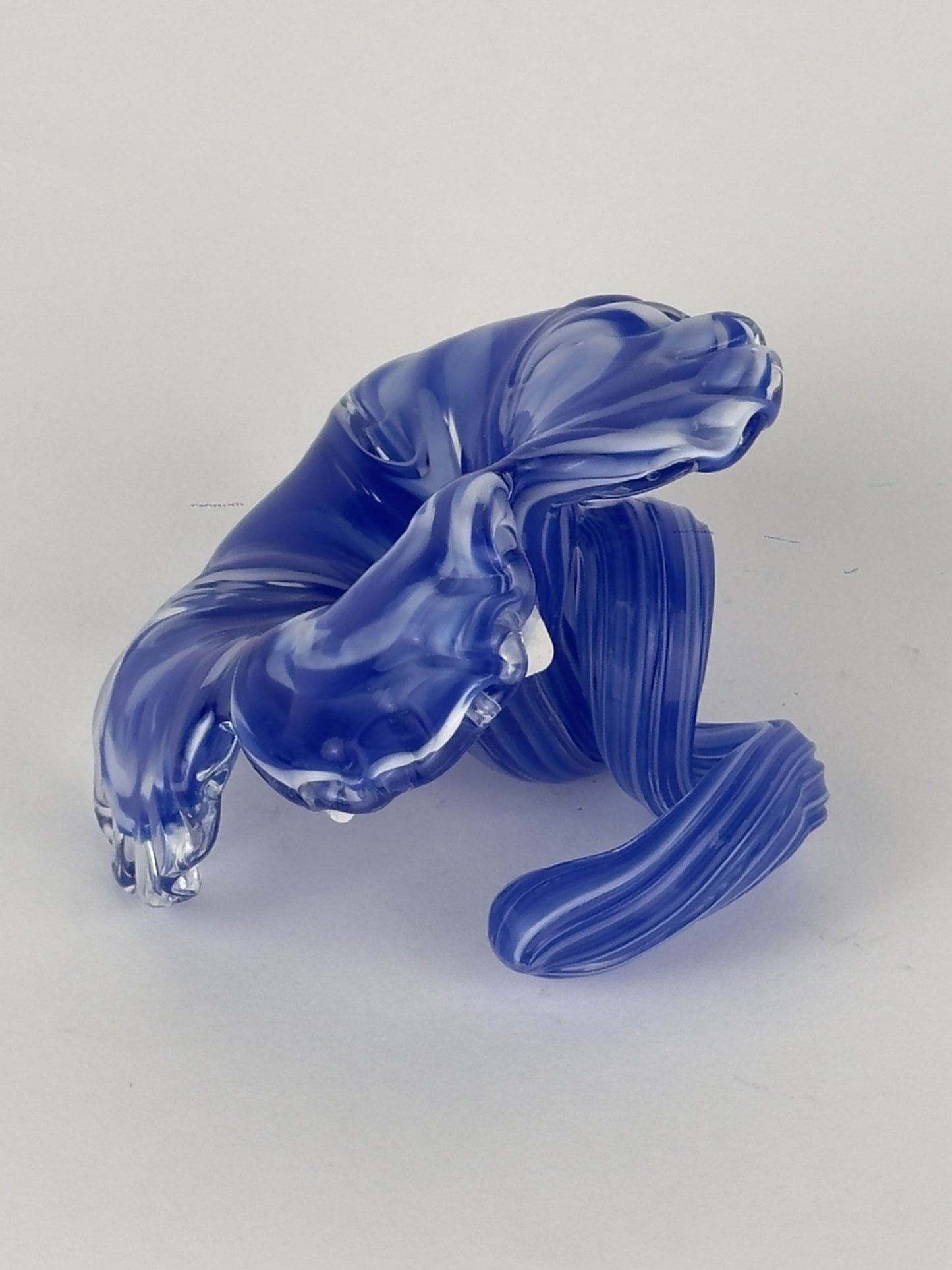 Centro de Mesa de Vidro Murano Hibisco Azul e Branco