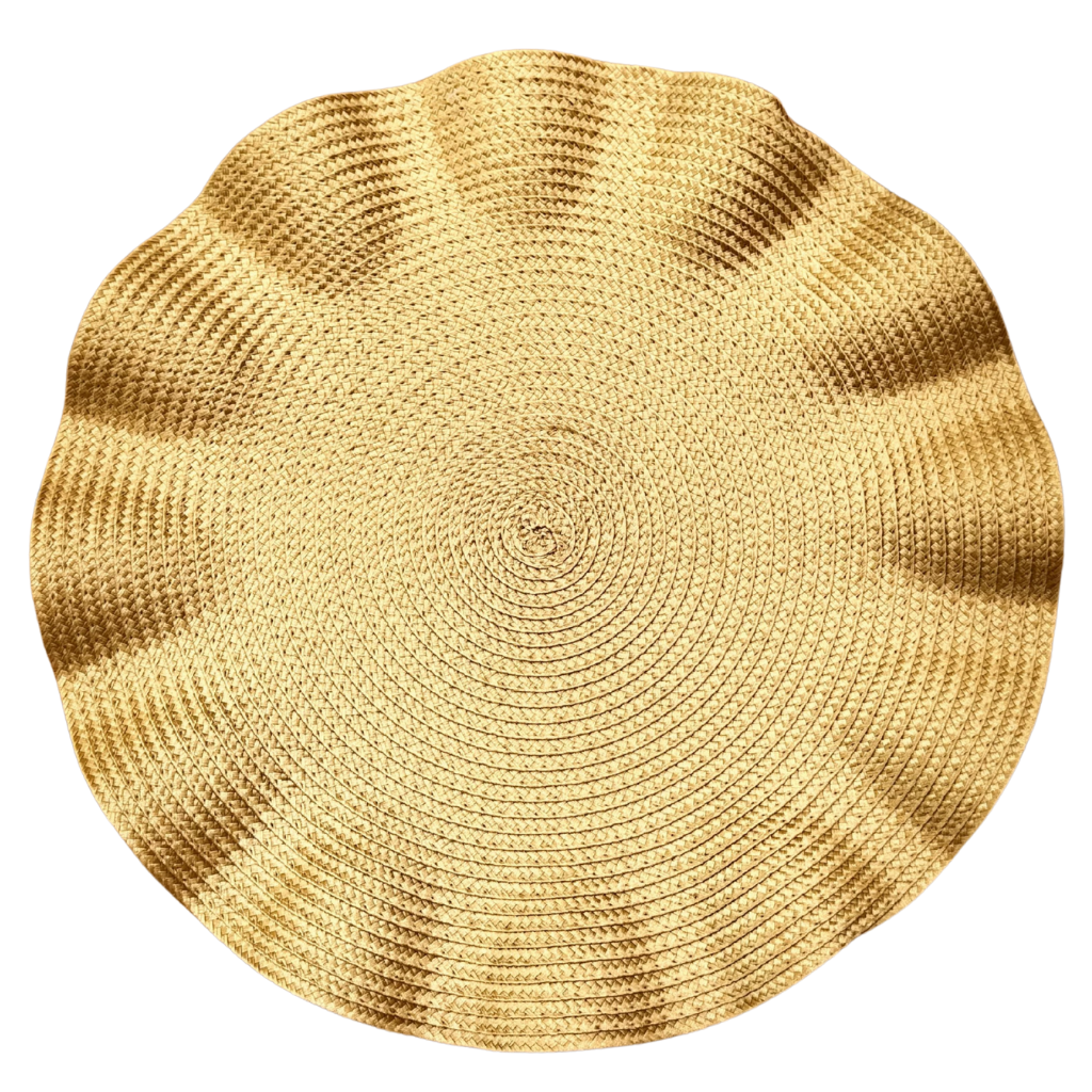 Jogo americano babado dourado 38cm redondo polipropileno