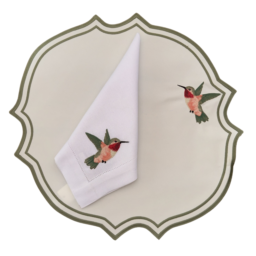 Guardanapo Misto branco beija flor