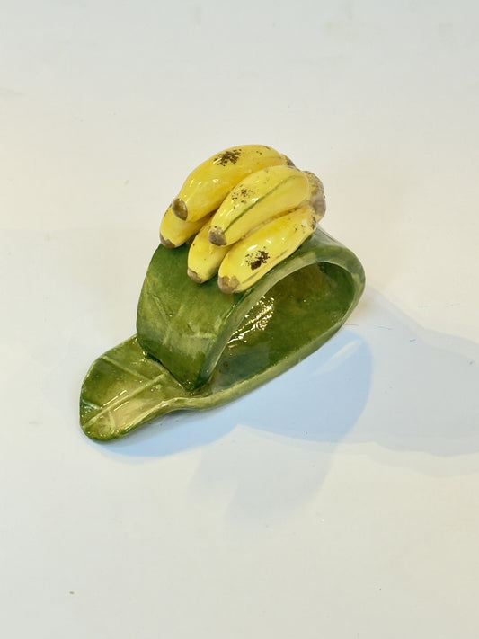 Porta-guardanapo em Cerâmica Bananas na Folha