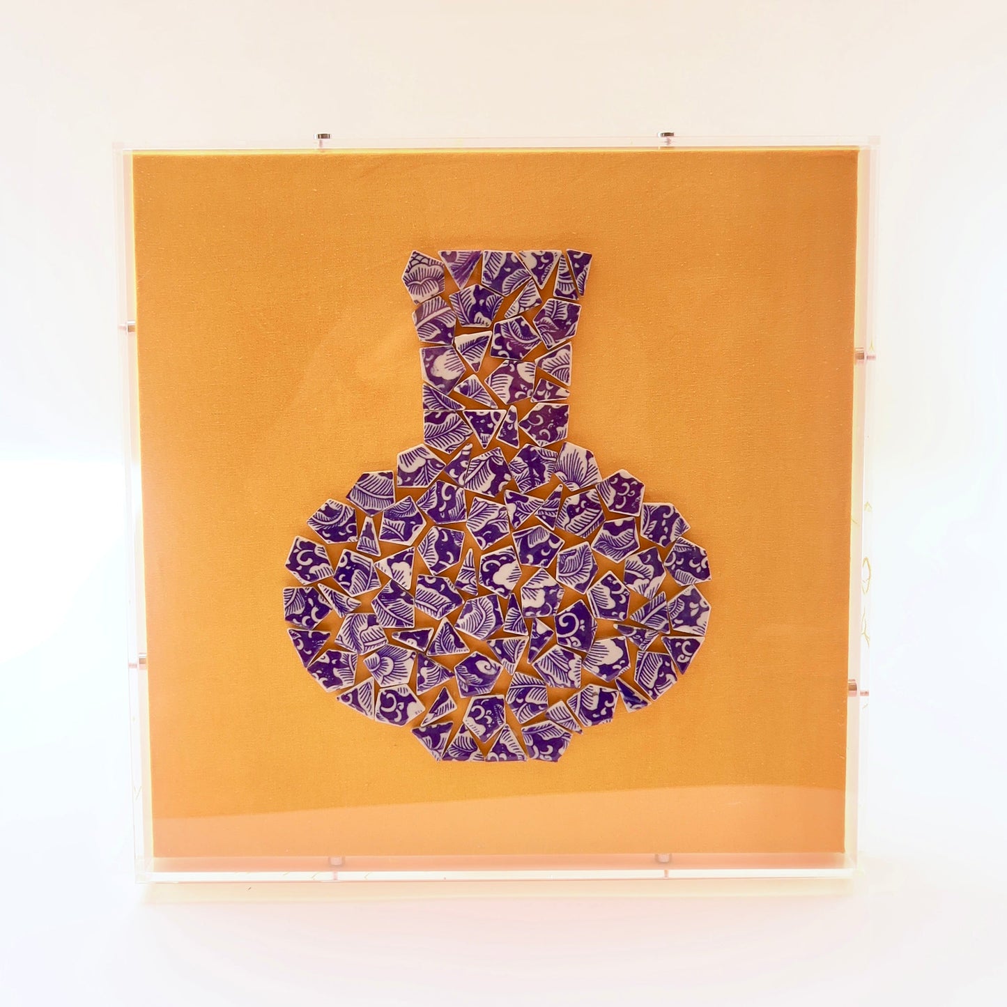 Quadro Decorativo Mosaico Vaso de Porcelana em Acrílico
