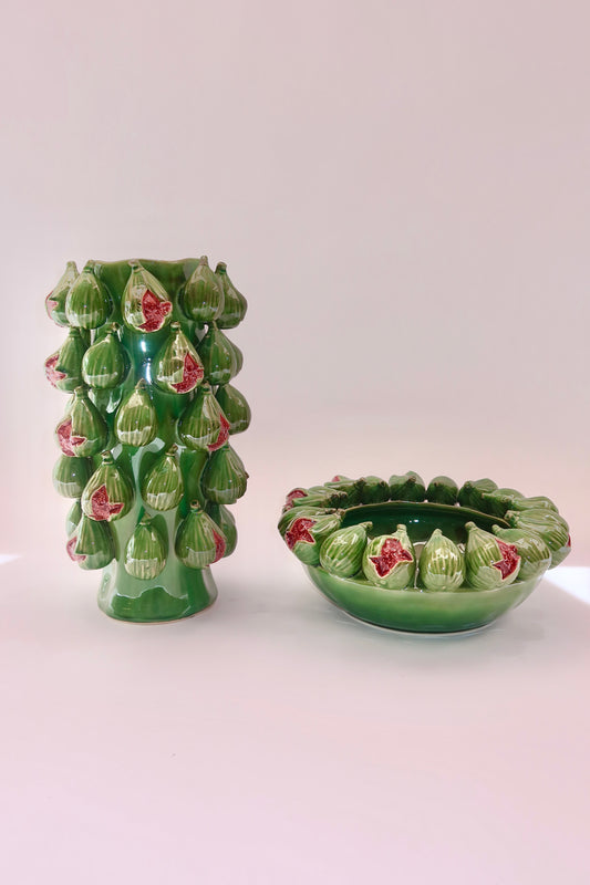 Vaso cerâmica figo verde