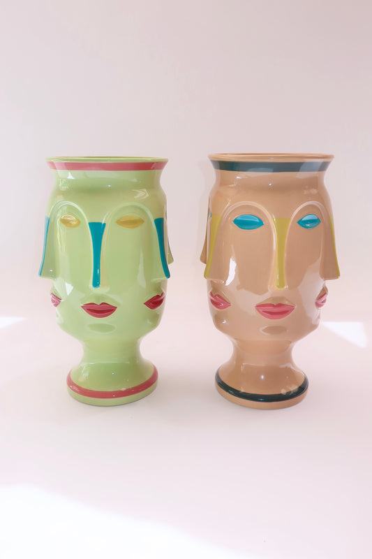 Vaso cerâmica rosto artístico