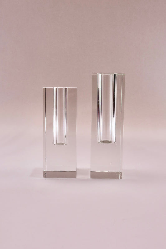 Vaso Solitário Quadrado em Cristal Lapidado