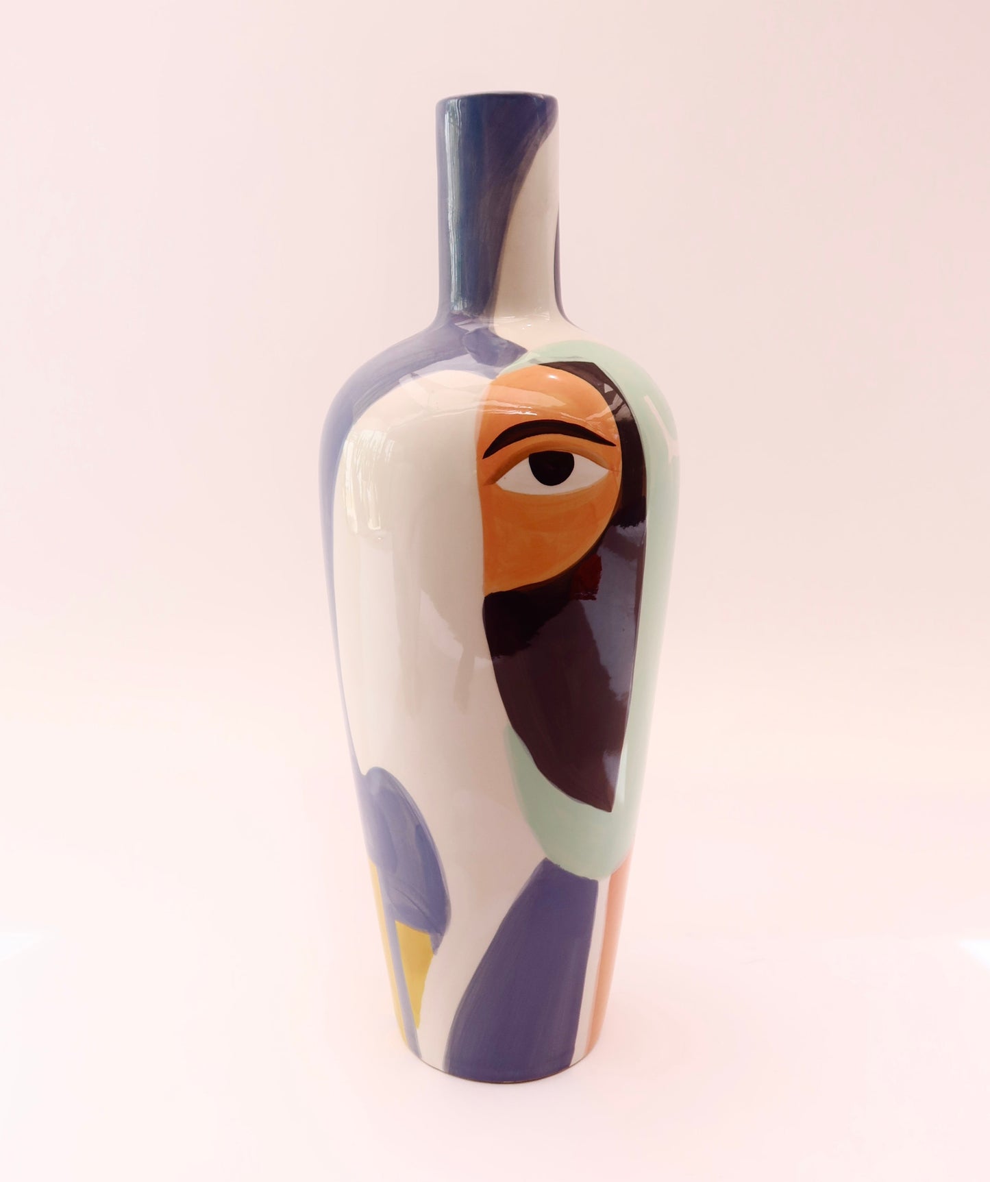 Vaso cerâmica meio rosto artístico