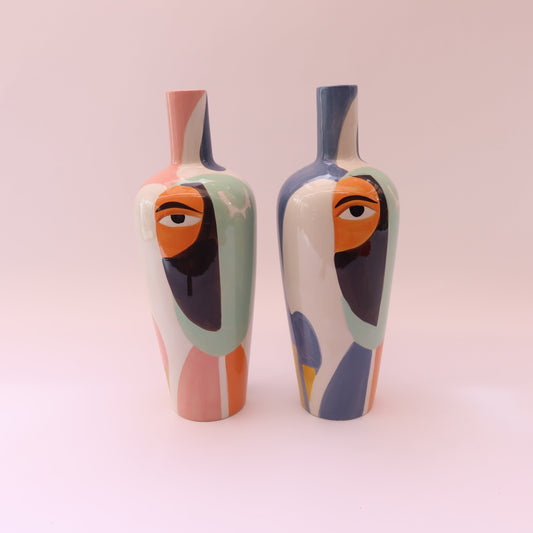 Vaso cerâmica meio rosto artístico