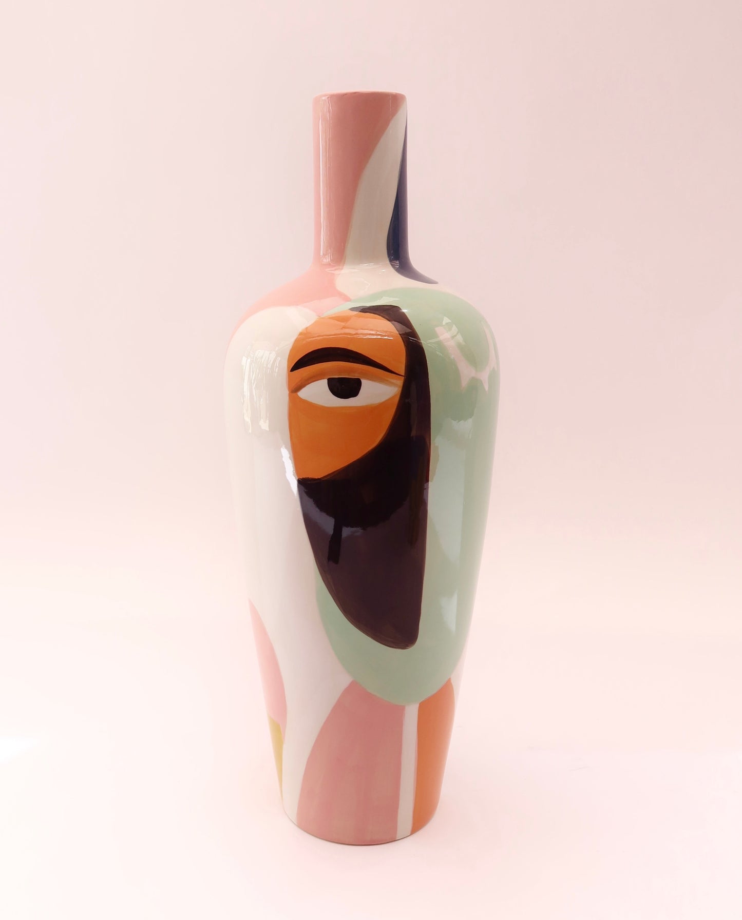 Vaso cerâmica meio rosto artístico